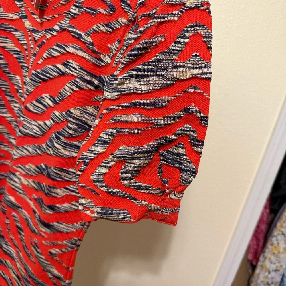 Free people 🌹Red and Black Tiger Stripe Short Sleeve Dress - Picture 16 of 17